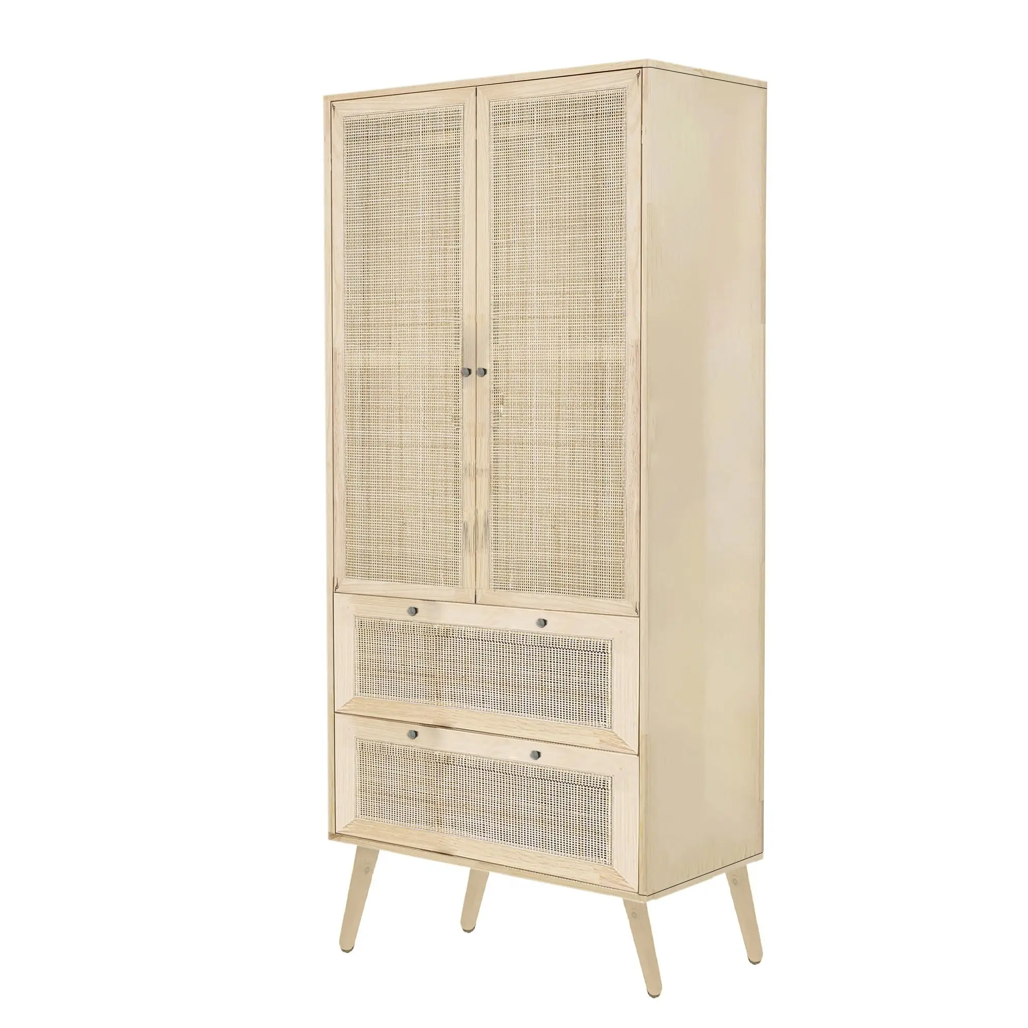 Деревянный 2-дверный шкаф с полкой и подвесной направляющей - Фотография_6