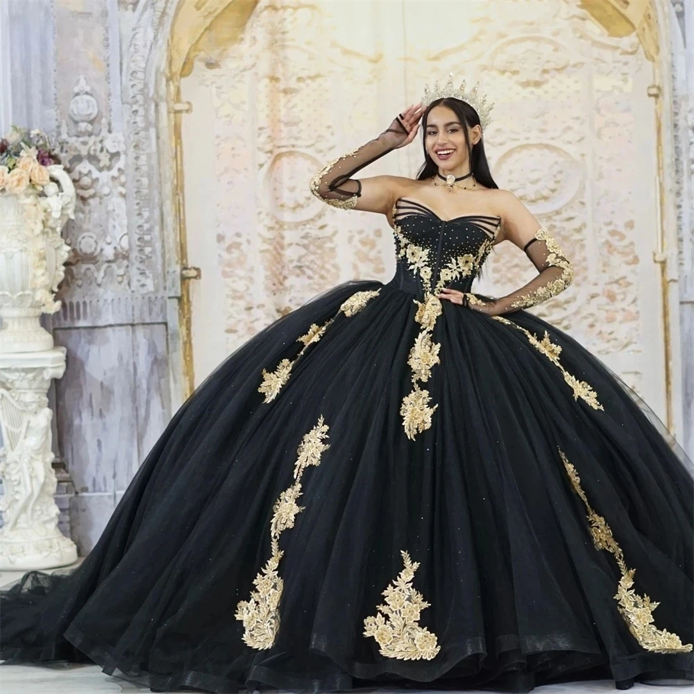 Черные платья принцессы quinceanera