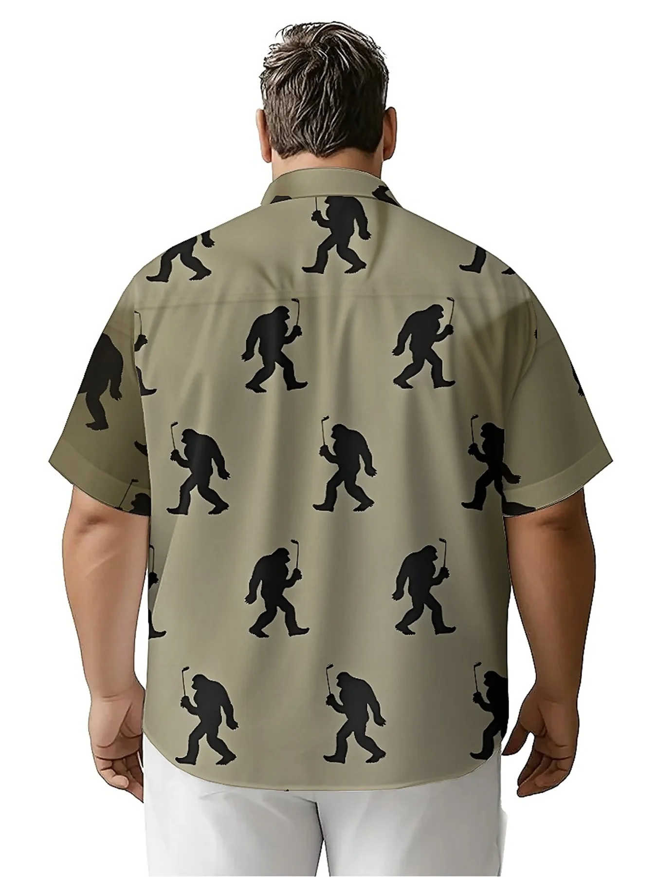 Мужские гавайские рубашки больших размеровsasquatch golfing pattern - Фотография_2