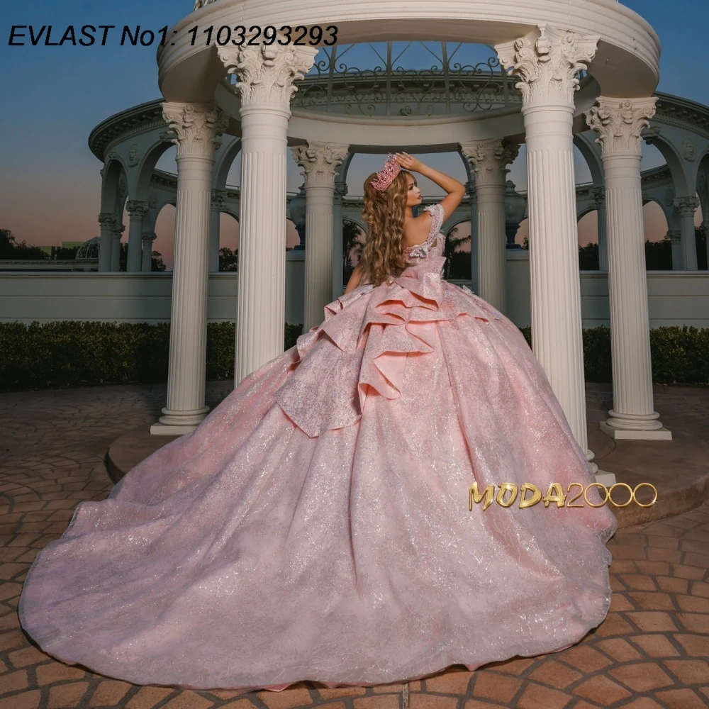 Evlast блестящее розовое платье quinceanera по индивидуальному заказу