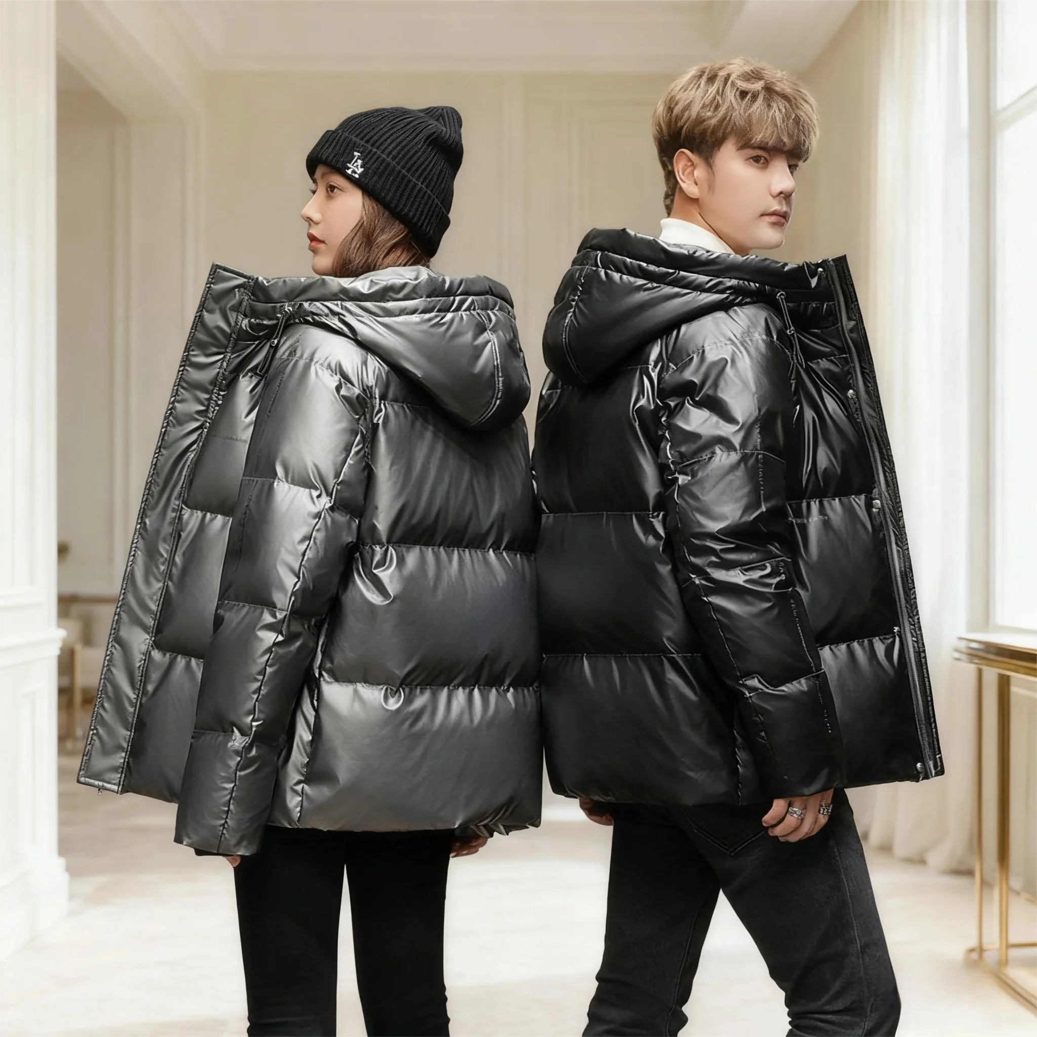 Блестящая парка унисекс — 90% белый утиный пух с тяжелой изоляцией - Фотография_2