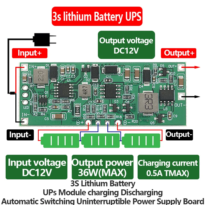 3s 12v 3a 24w 36w литиевая батарея