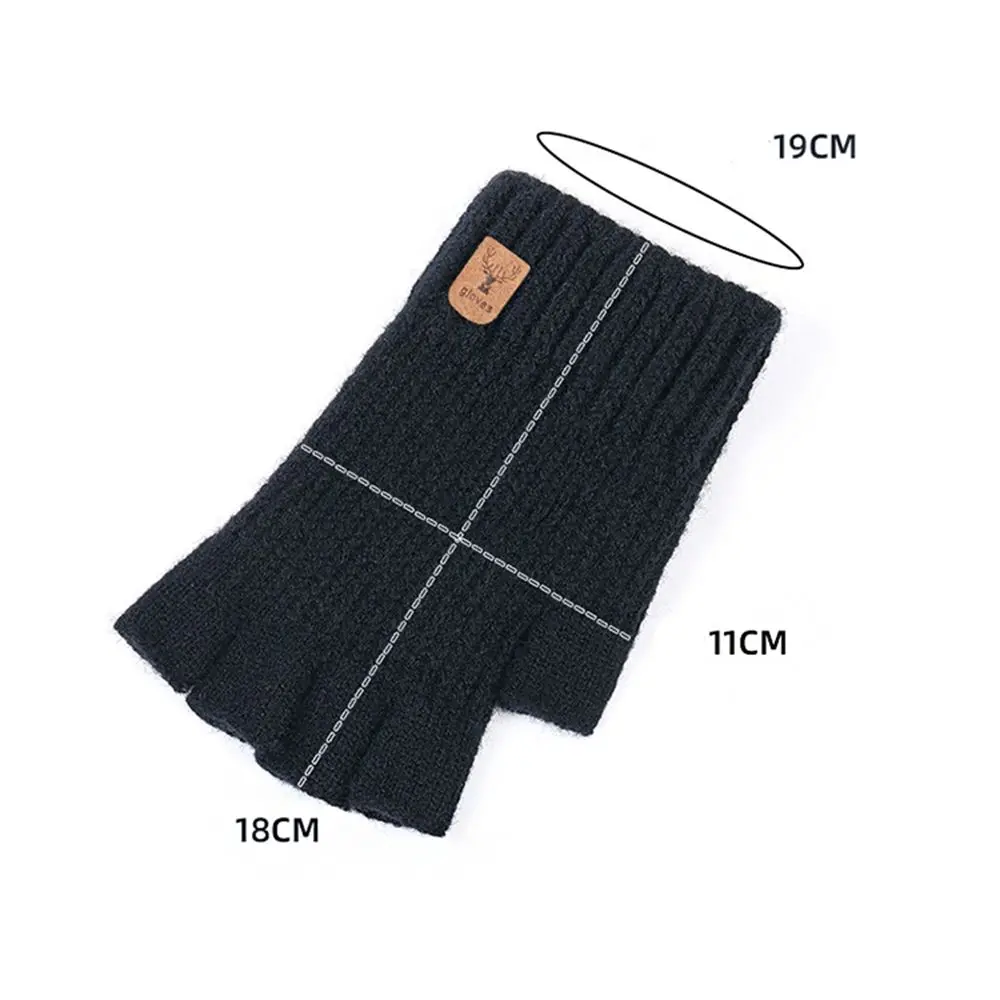 Бархатные однотонные перчатки без пальцев с рогами - Фотография_6