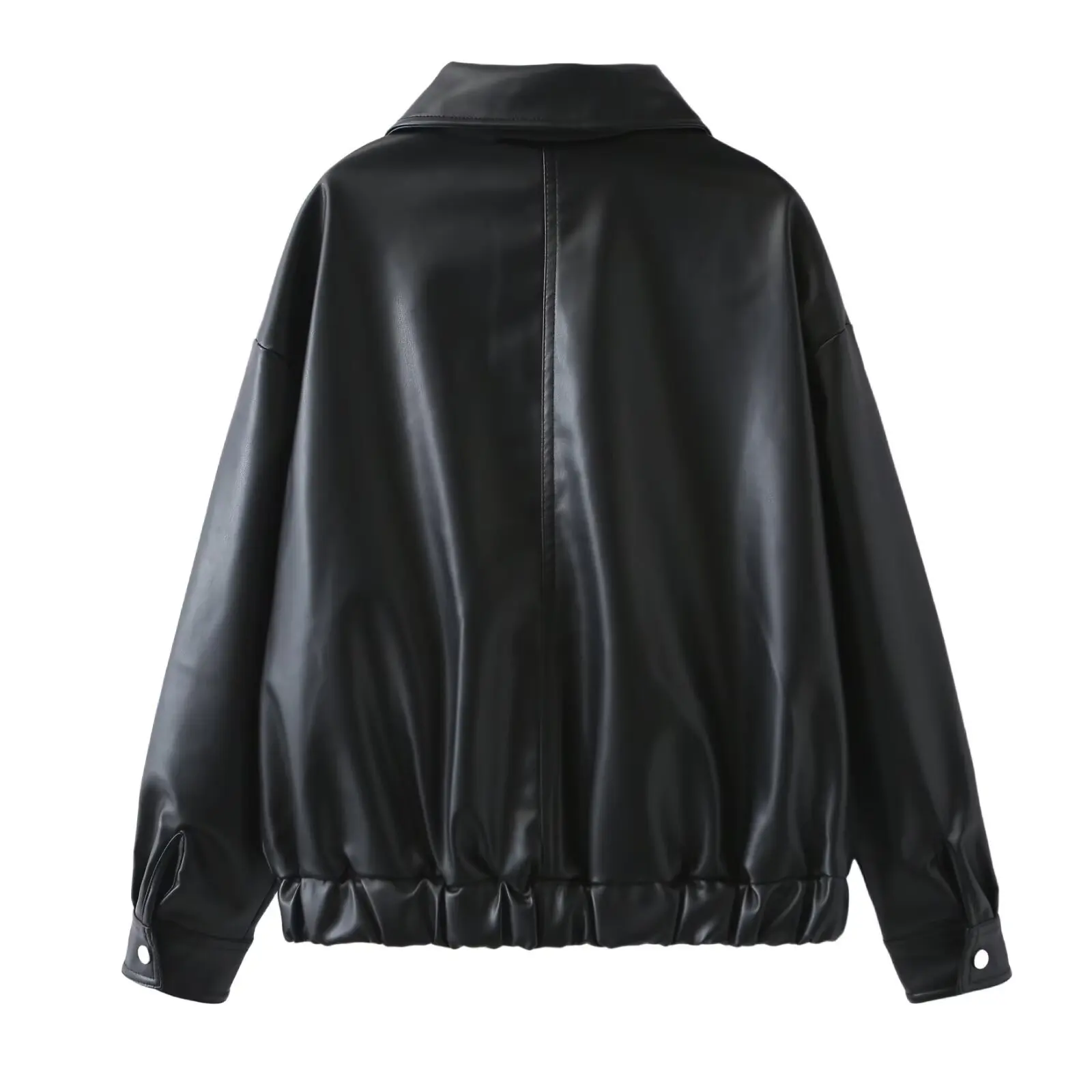 Женское модное кожаное пальто осень/зима - Фотография_4