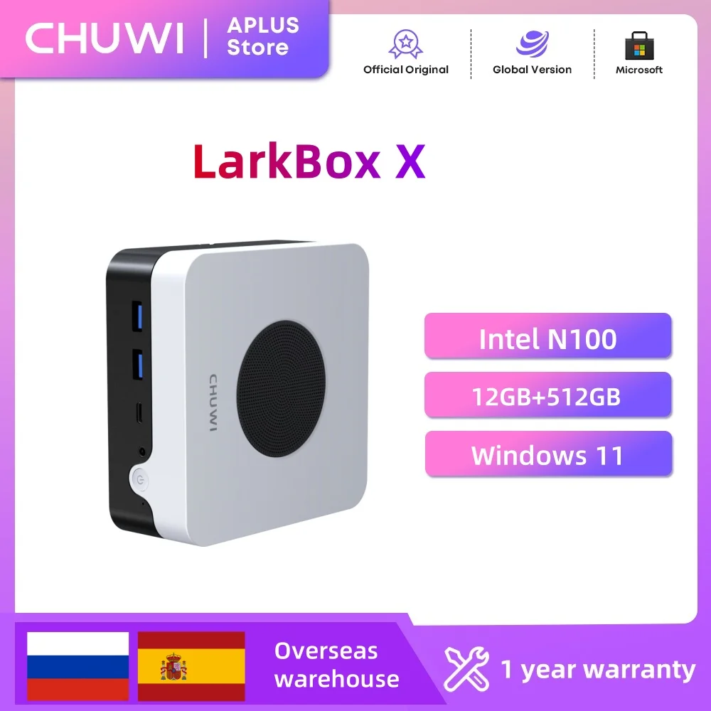 Мини-пк chuwi larkbox x с концентратором usb c intel n100 (3