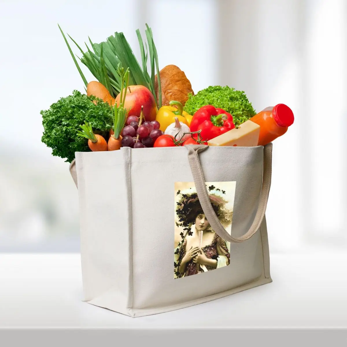 Flapper с fan: винтажная большая сумка с принтом арт-деко 1920 года - Фотография_3