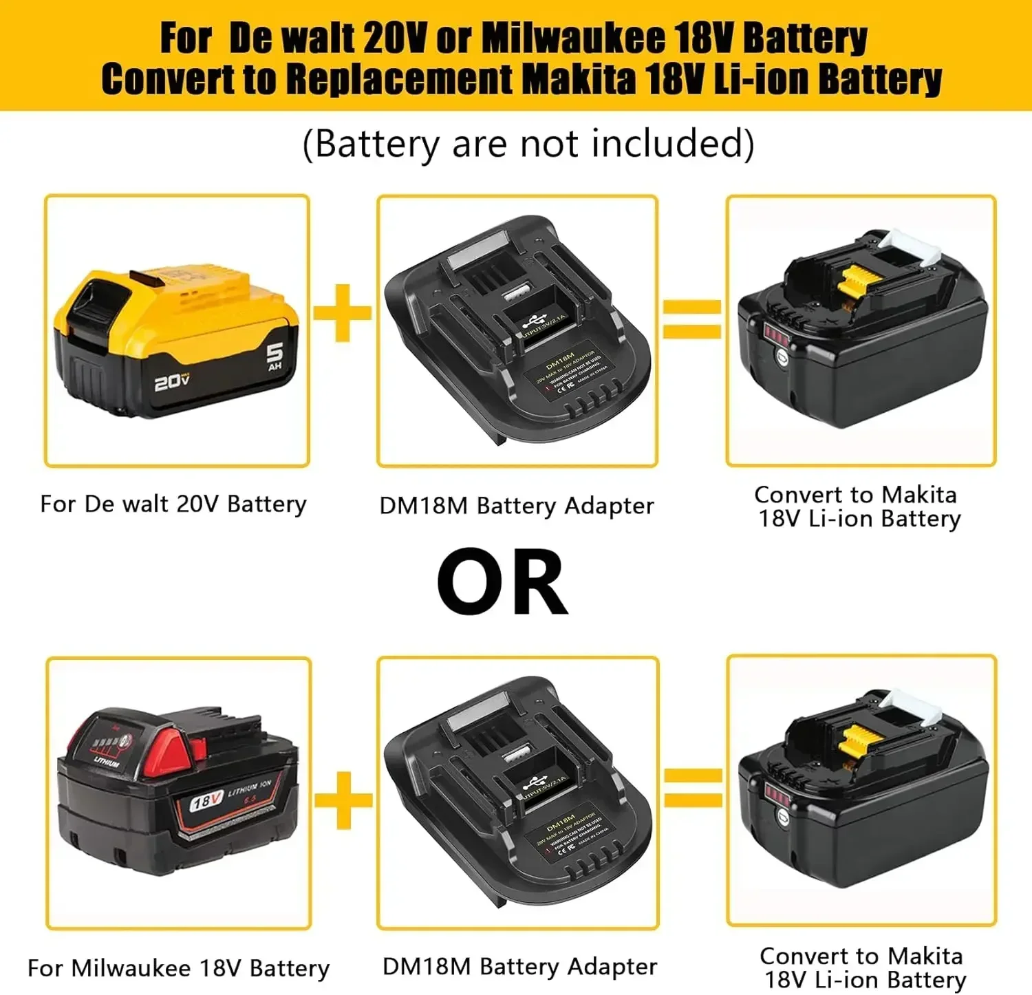 Адаптер для аккумулятора milwaukee для dewalt 18 в 20 в - Фотография_2