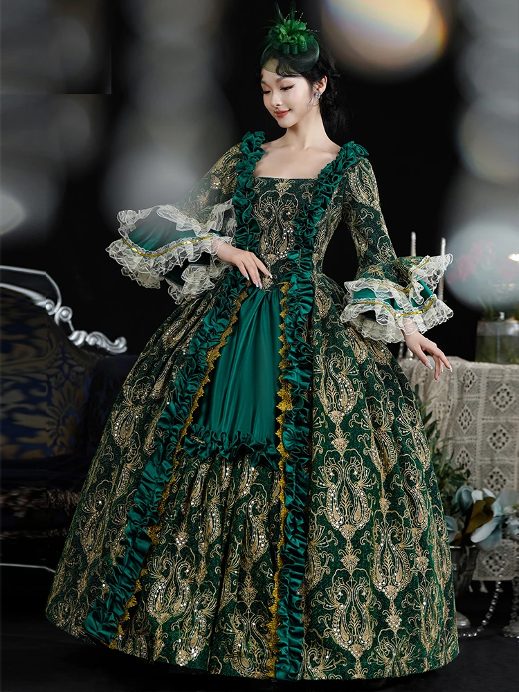 Зеленое роскошное бальное платье марии-антуанетты для взрослых - Фотография_3