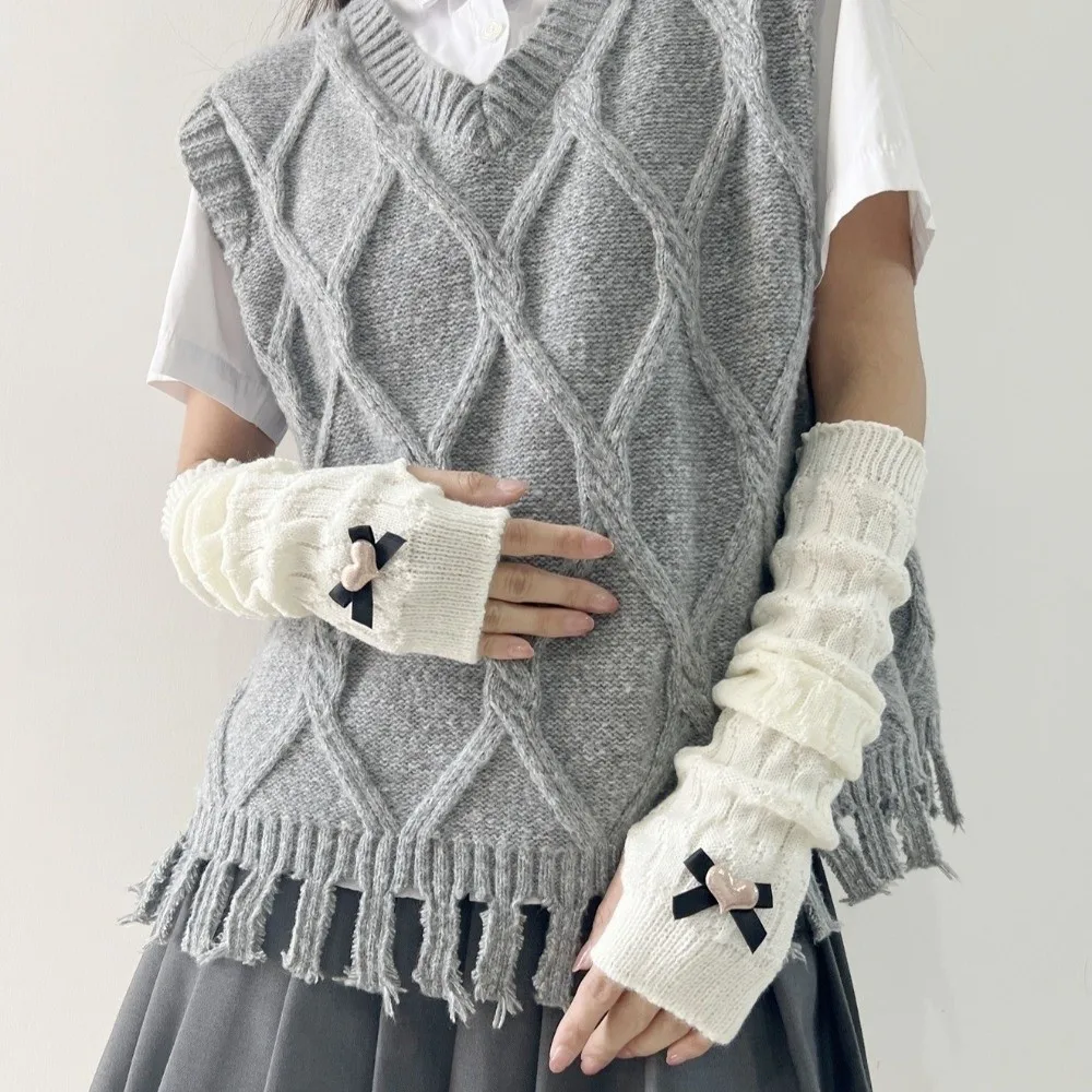 Модные длинные теплые перчатки - Фотография_3