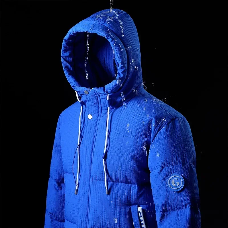 Зимняя брендовая куртка-пуховик с капюшоном для мужчин - Фотография_4