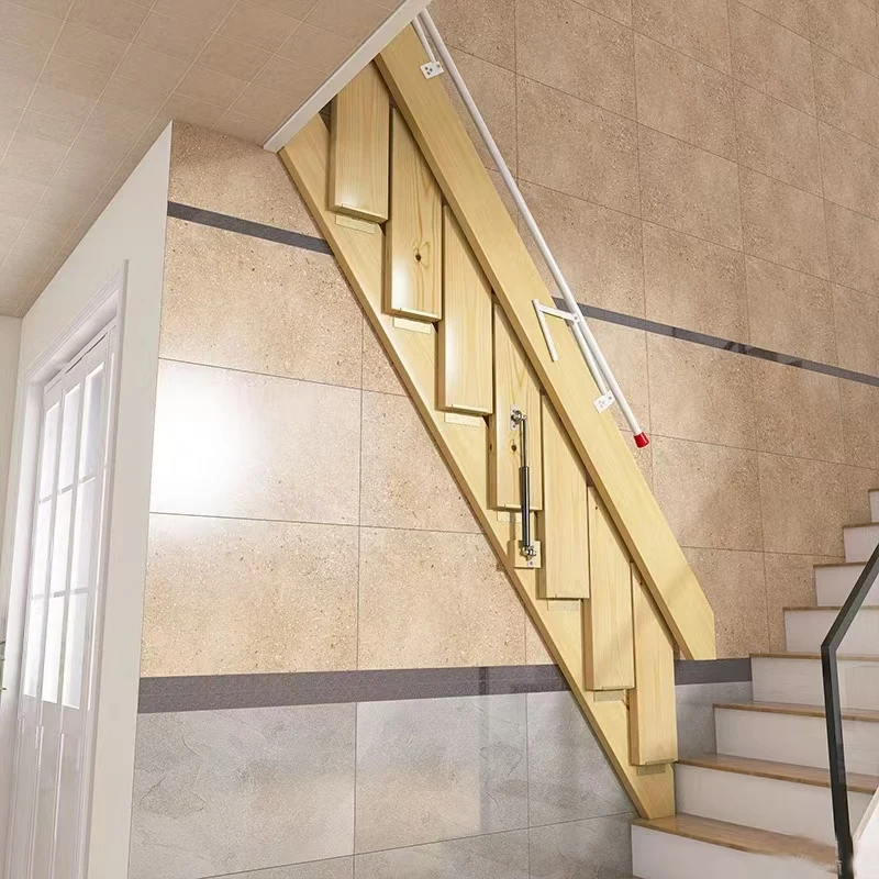 Встроенная складная лестница из цельного дерева в стиле лофт - Фотография_3