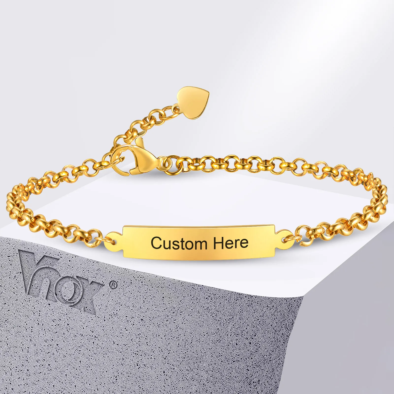 Браслеты vnox с бесплатной гравировкой имени и даты для женщин и девочек