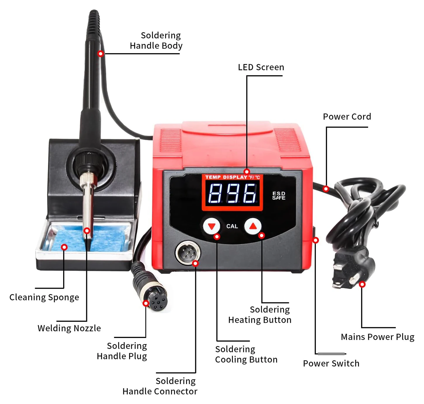 938d 70w digital soldering iron station kit with precision heat control - Фотография_3