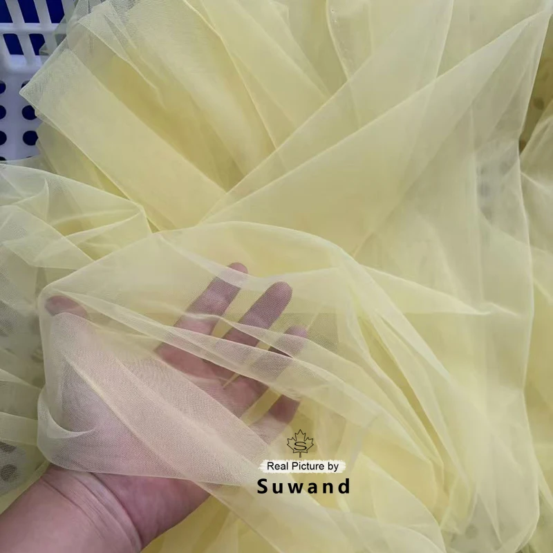 Мягкая тюлевая ткань цвета слоновой кости - Фотография_3