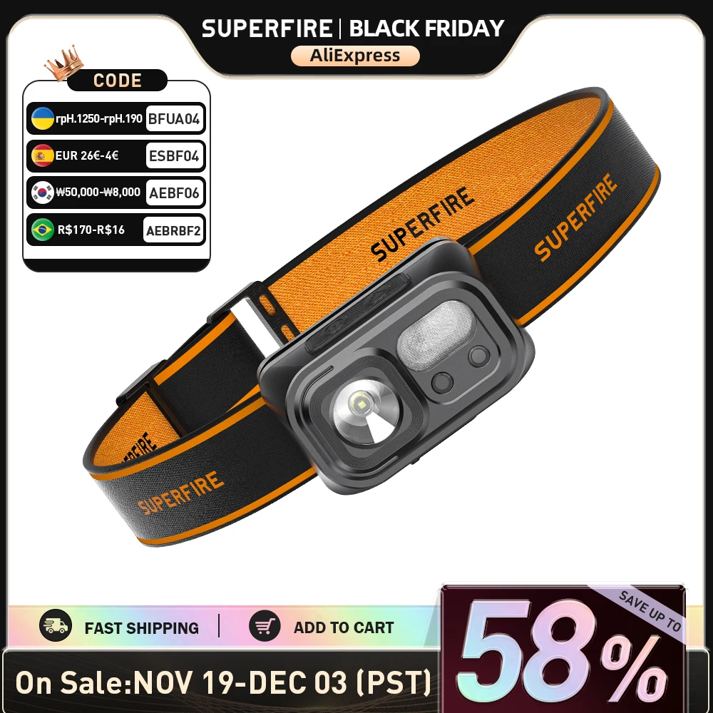 Superfire hl23 мощный светодиодный