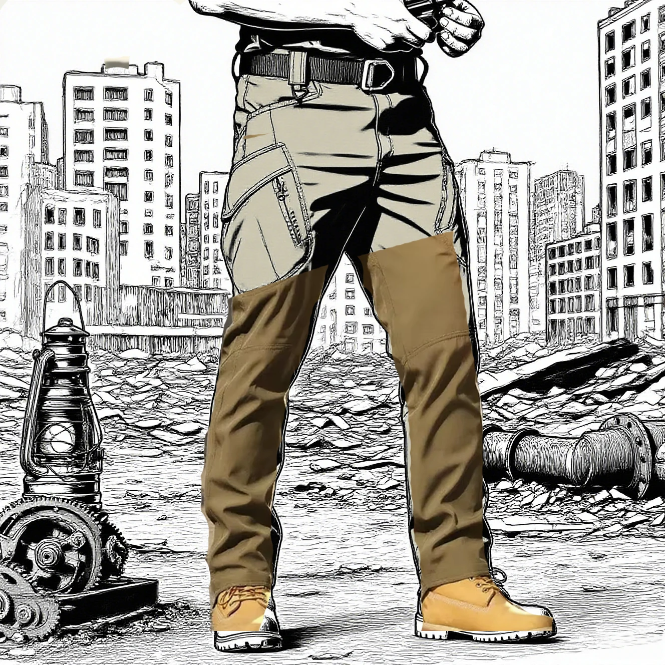 Мужские весенне-осенние городские эластичные брюки-карго для треккинга - Фотография_2