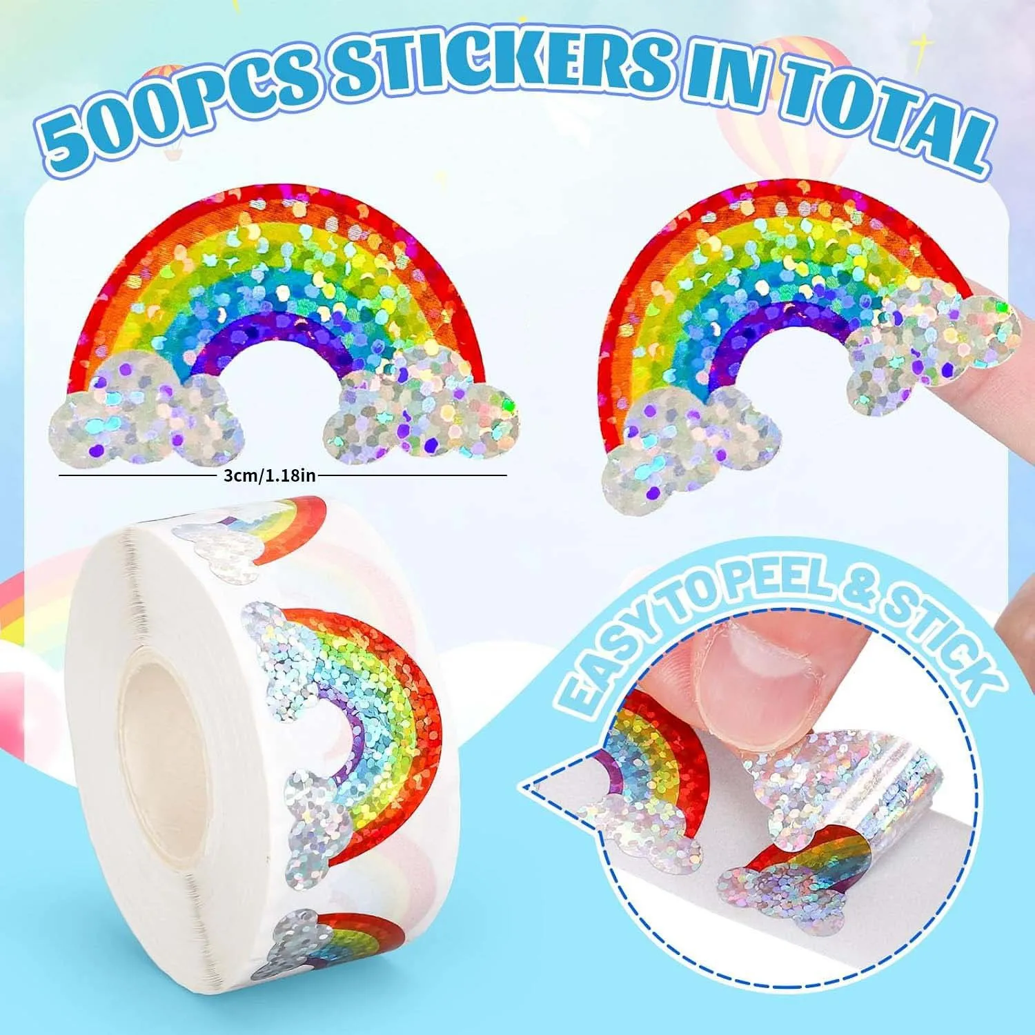 Блестящие радужные наклейки вечерние - Фотография_2
