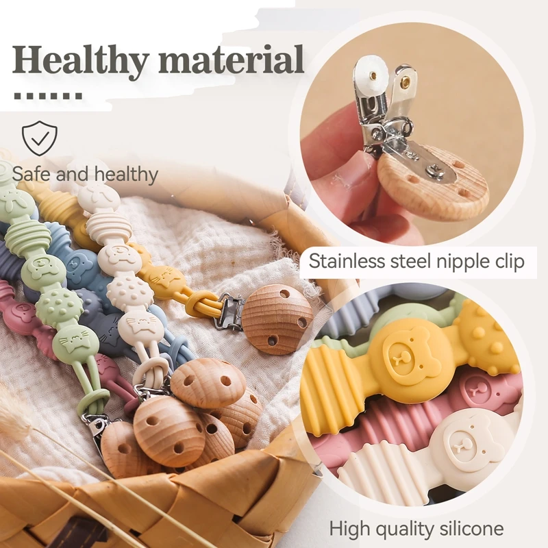 Детский силиконовый зажим для соски-цепочки - Фотография_3