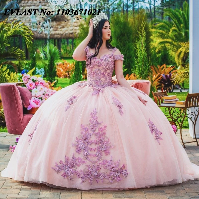 Evlast мексиканское розовое платье quinceanera