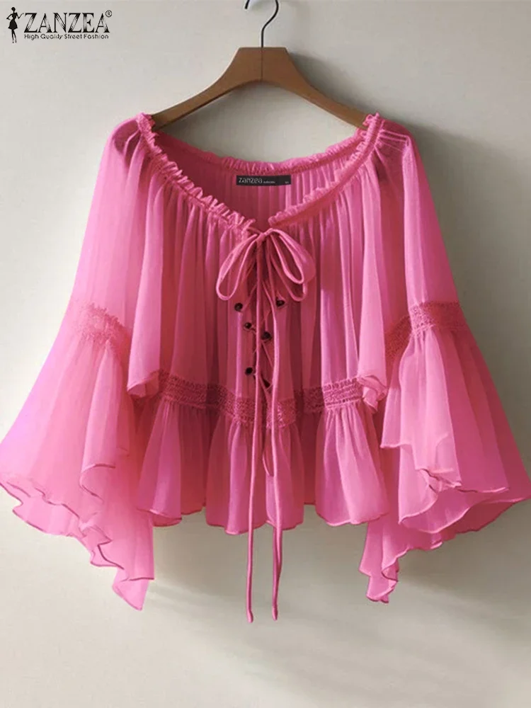 Zanzea, женская винтажная шифоновая блузка - Фотография_2