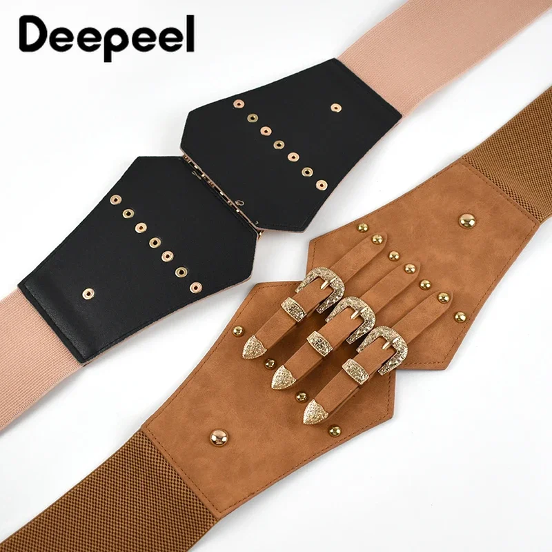 Deepeel женский кожаный корсетный пояс в стиле панк с пряжкой - Фотография_4