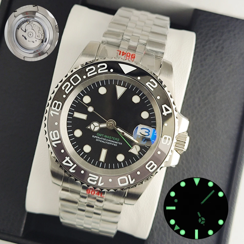 Часы gmt, мужские роскошные автоматические