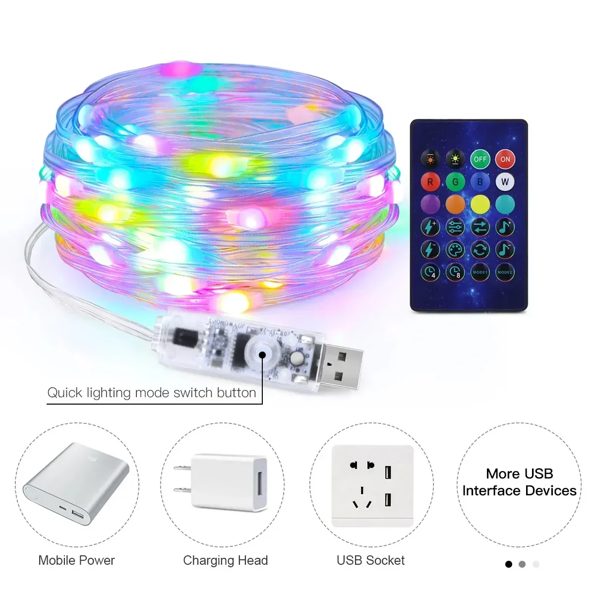 Rgb ic smart string light diy светодиодные - Фотография_5
