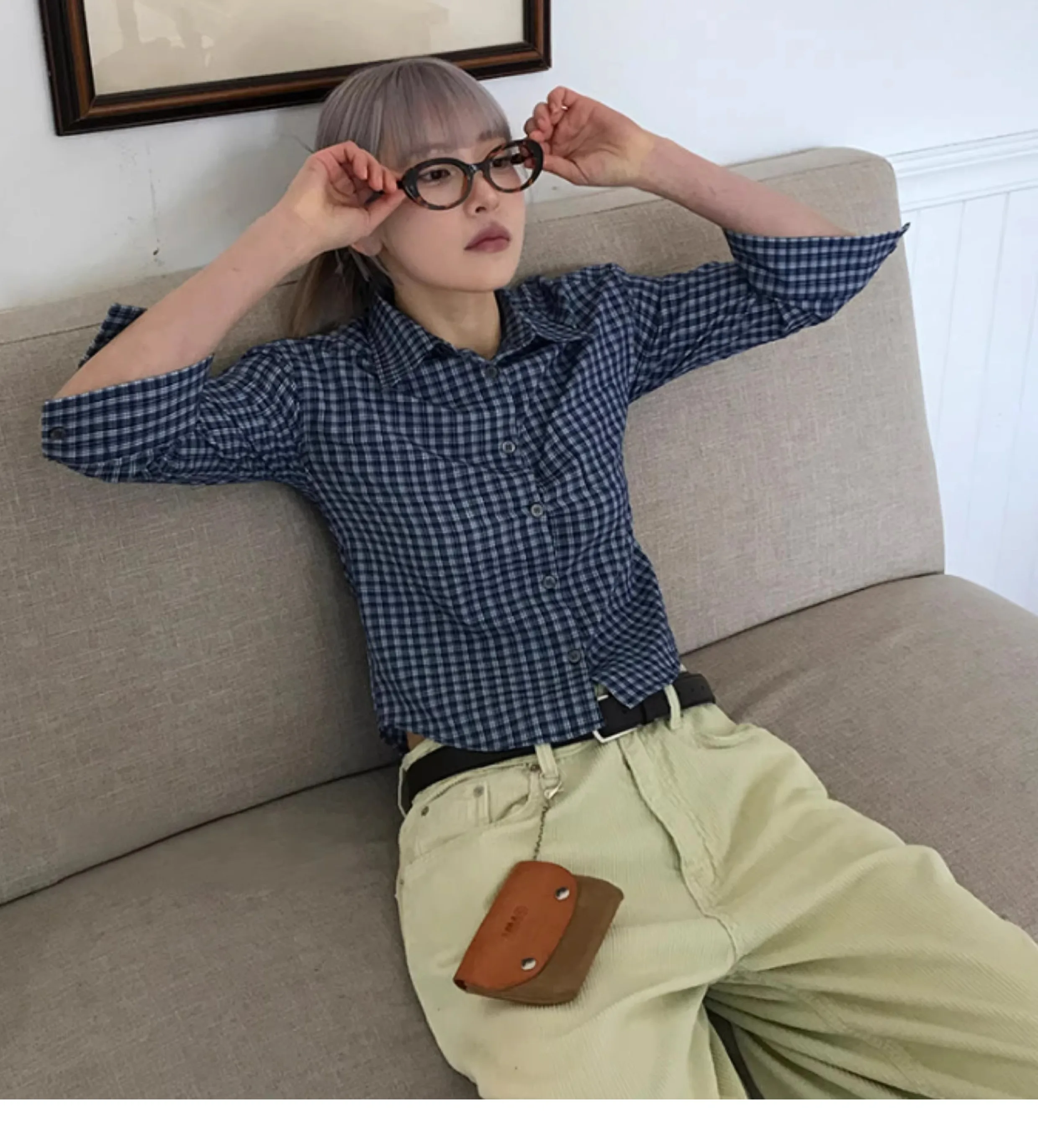 Genayooa y2k клетчатая рубашка - Фотография_6