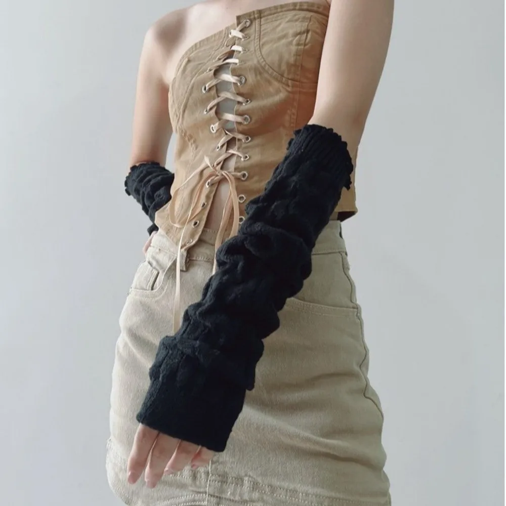 Модные длинные теплые перчатки - Фотография_3