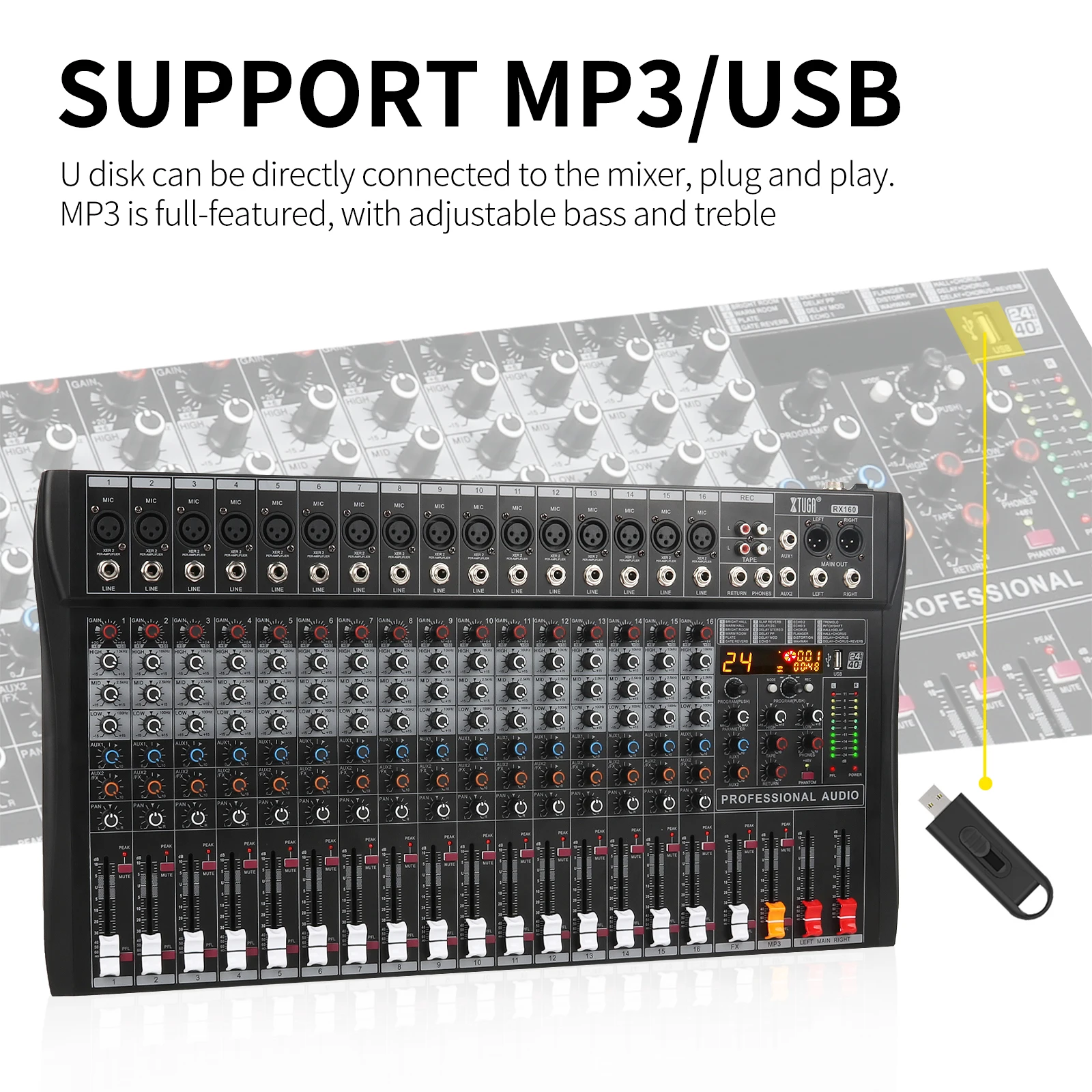 Tlf xtuga 16-канальный профессиональный микшерный пульт - Фотография_3
