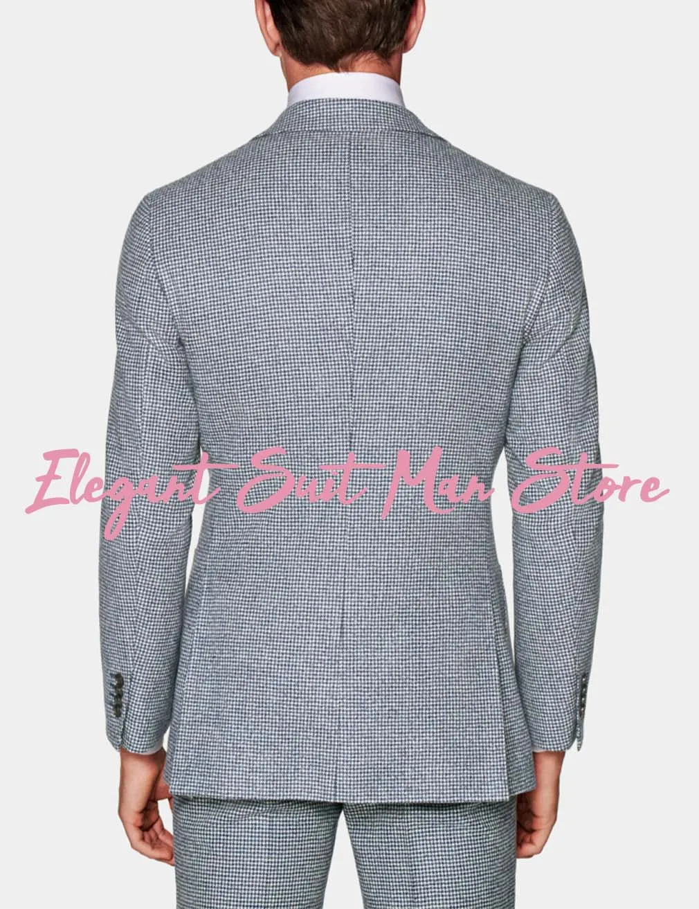 Черный, серый мужской костюм с узором «гусиные лапки» - Фотография_3