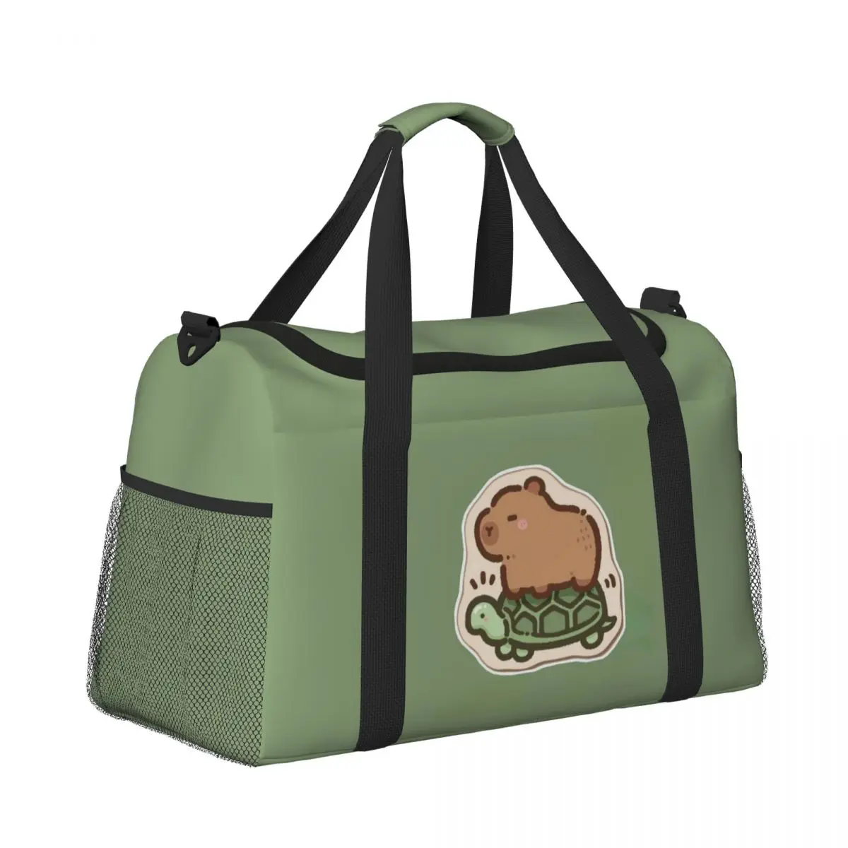 Портативная дорожная сумка capybara riding a turtle - Фотография_3