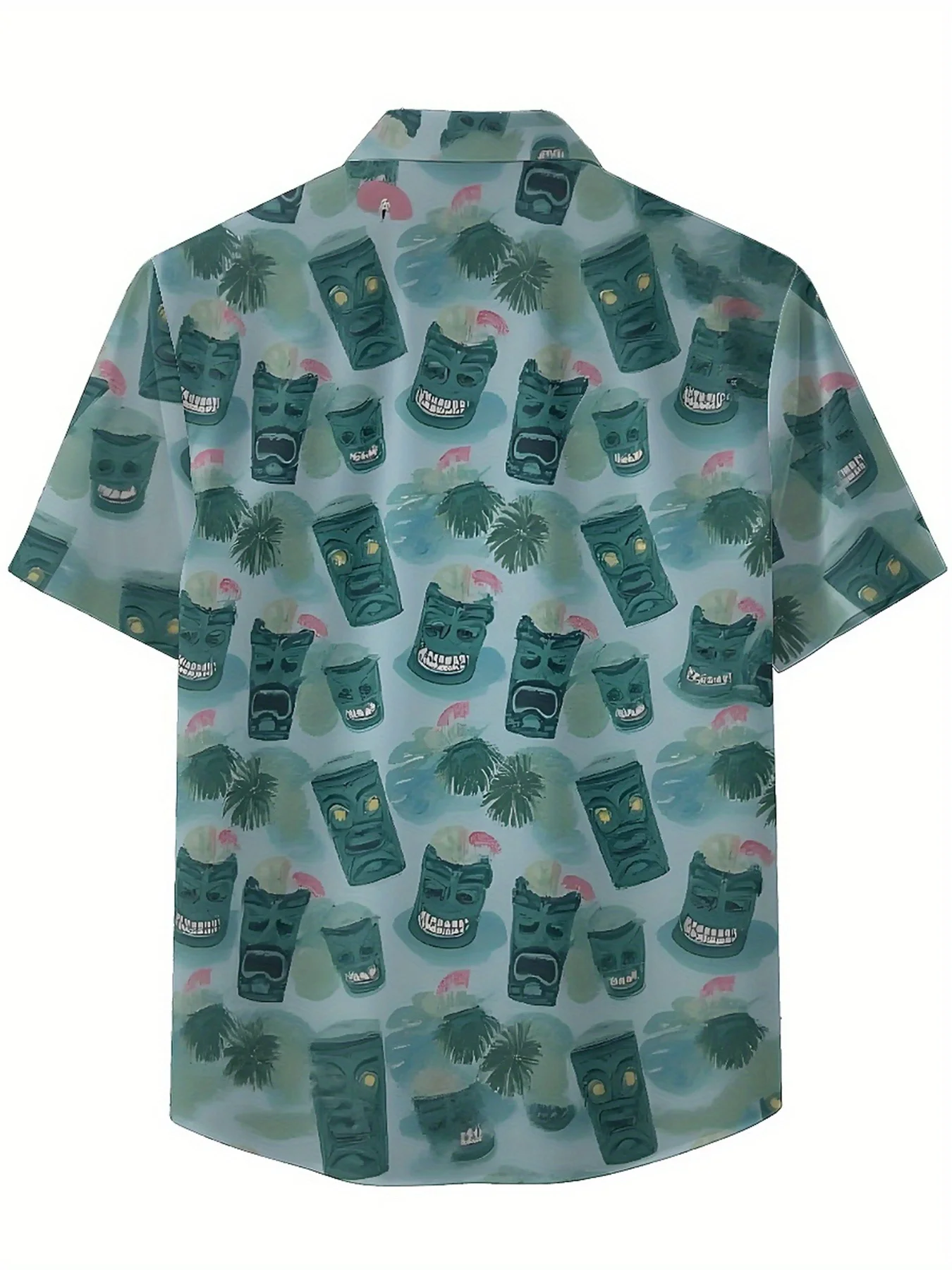 Мужские гавайские рубашки больших размеров с рисунком маски тики - Фотография_4