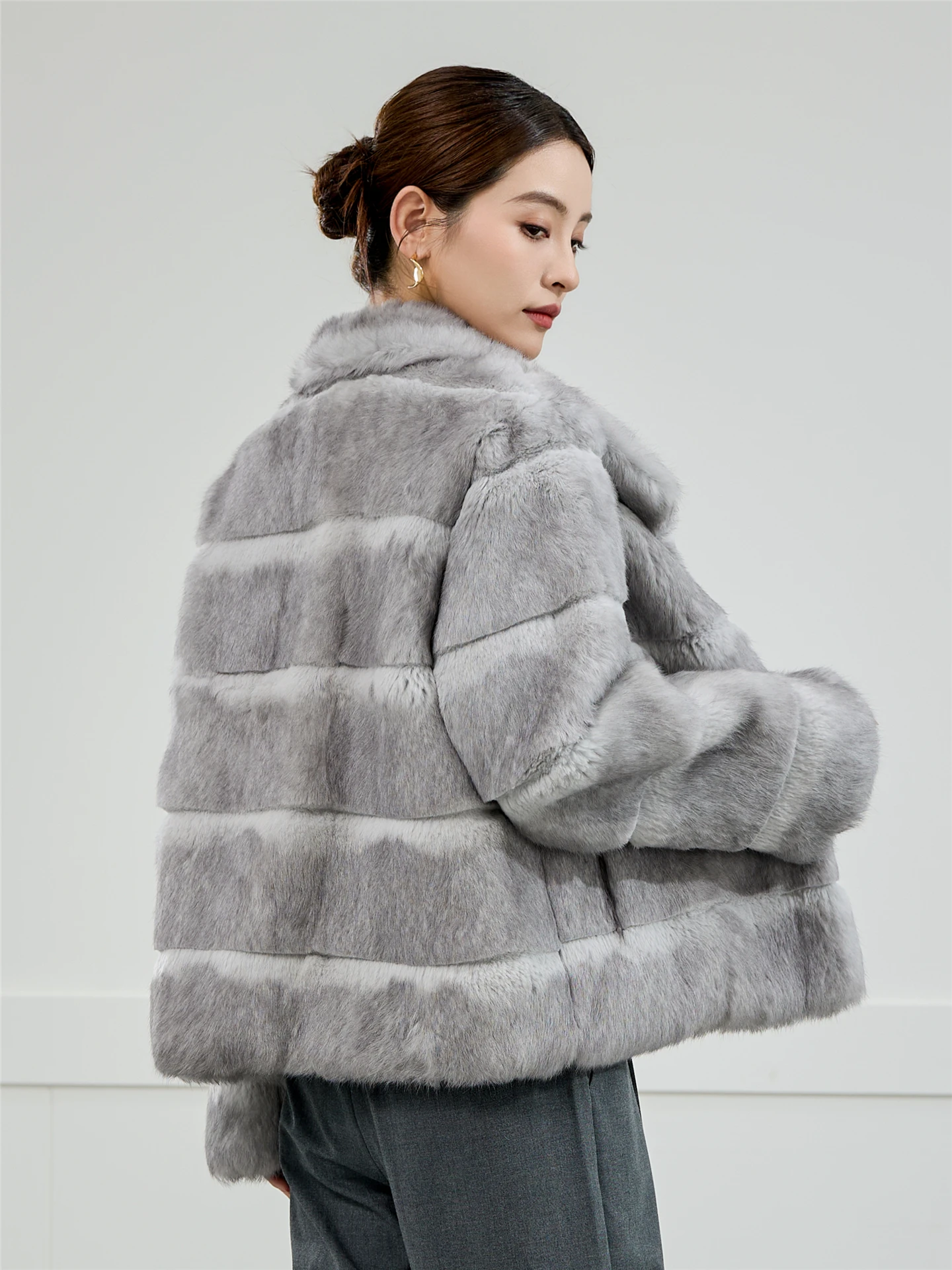 Женская куртка из 100% шуба натурального кроличьего меха - Фотография_3