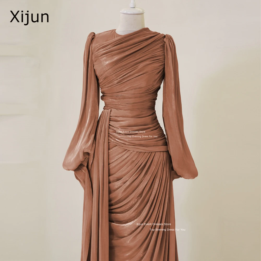 Xijun modest silk satin evening - Фотография_5