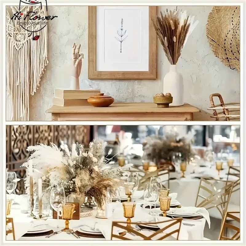 Комнации из пампасной травы в стиле бохо с высушенными стеблями ротанга - Фотография_5