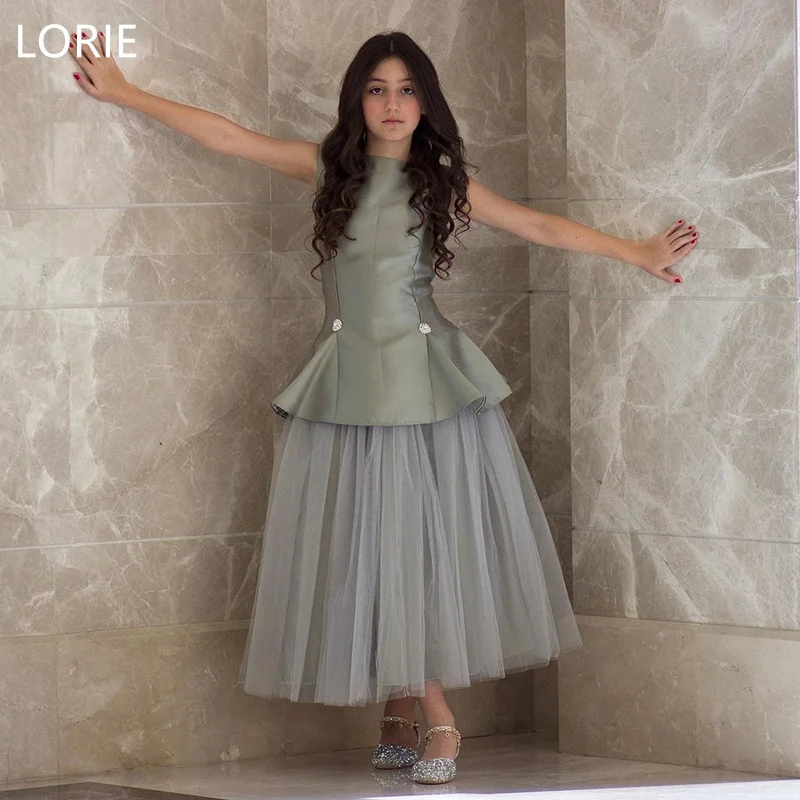 Lorie серо-зеленые платья с цветочным узором для девочек