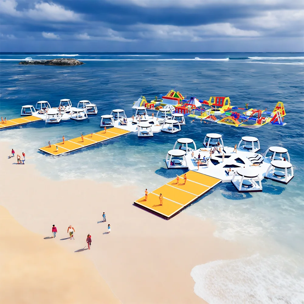 Плавающая надувная водная платформа cabana для морского курорта