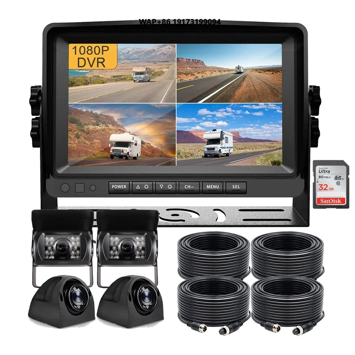 10,1-дюймовый видеорегистратор с ips-экраном и 4 разделенными экранами