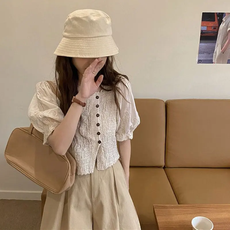 Кружевные рубашки во французском стиле с квадратным воротником - Фотография_4