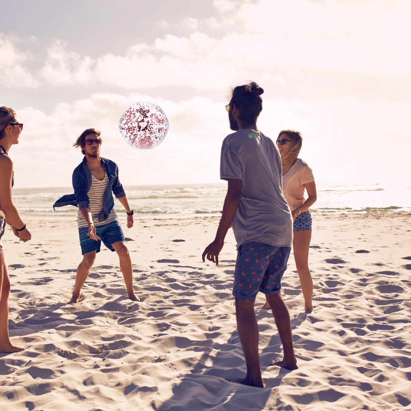 Блестящий круглый прозрачный открытый пляжный мяч для детей