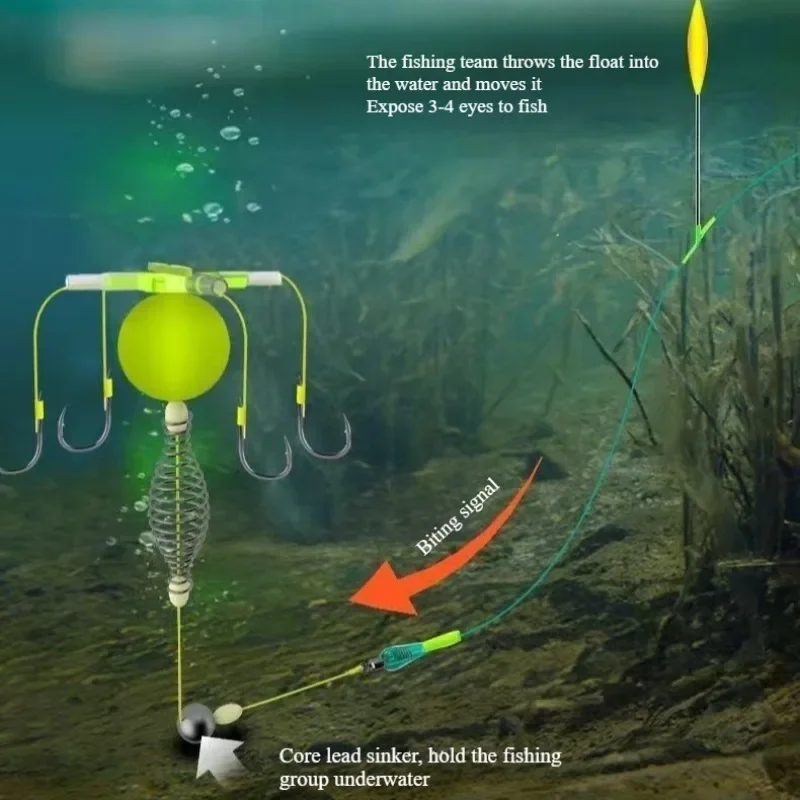 Клетка для рыболовной приманки с четырьмя крючками - Фотография_4