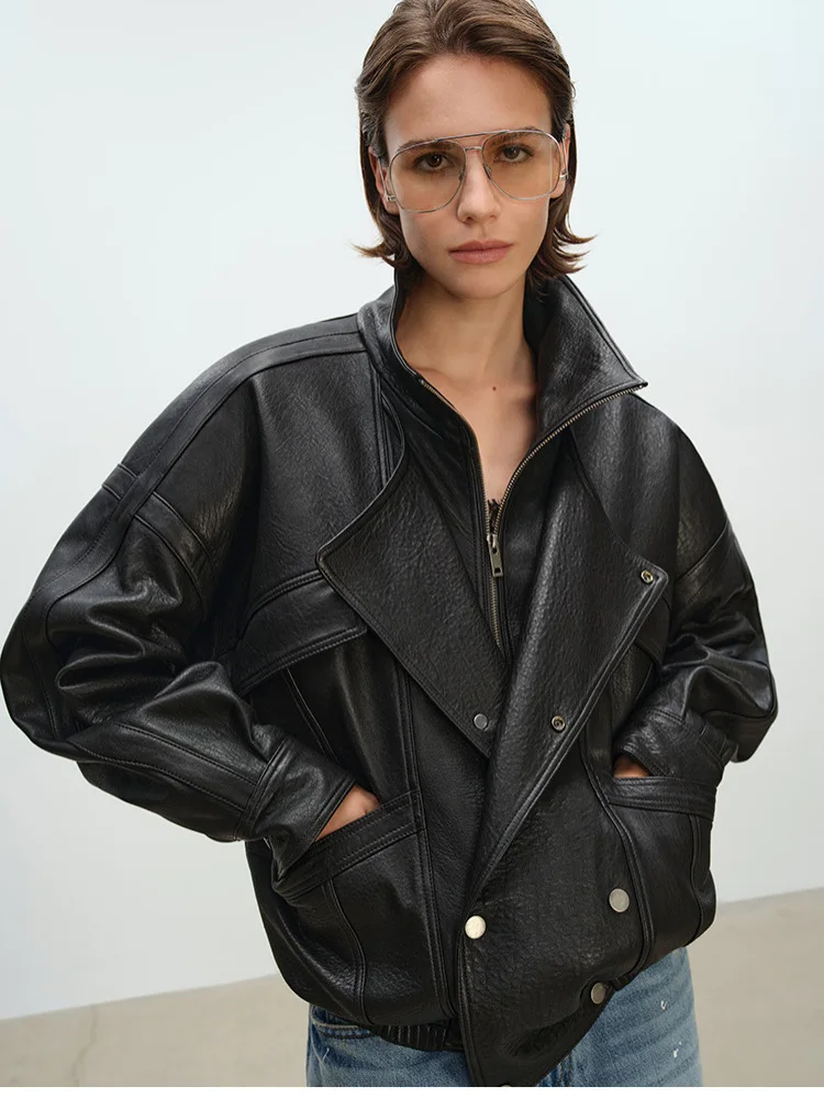 Женская кожаная куртка-тренч