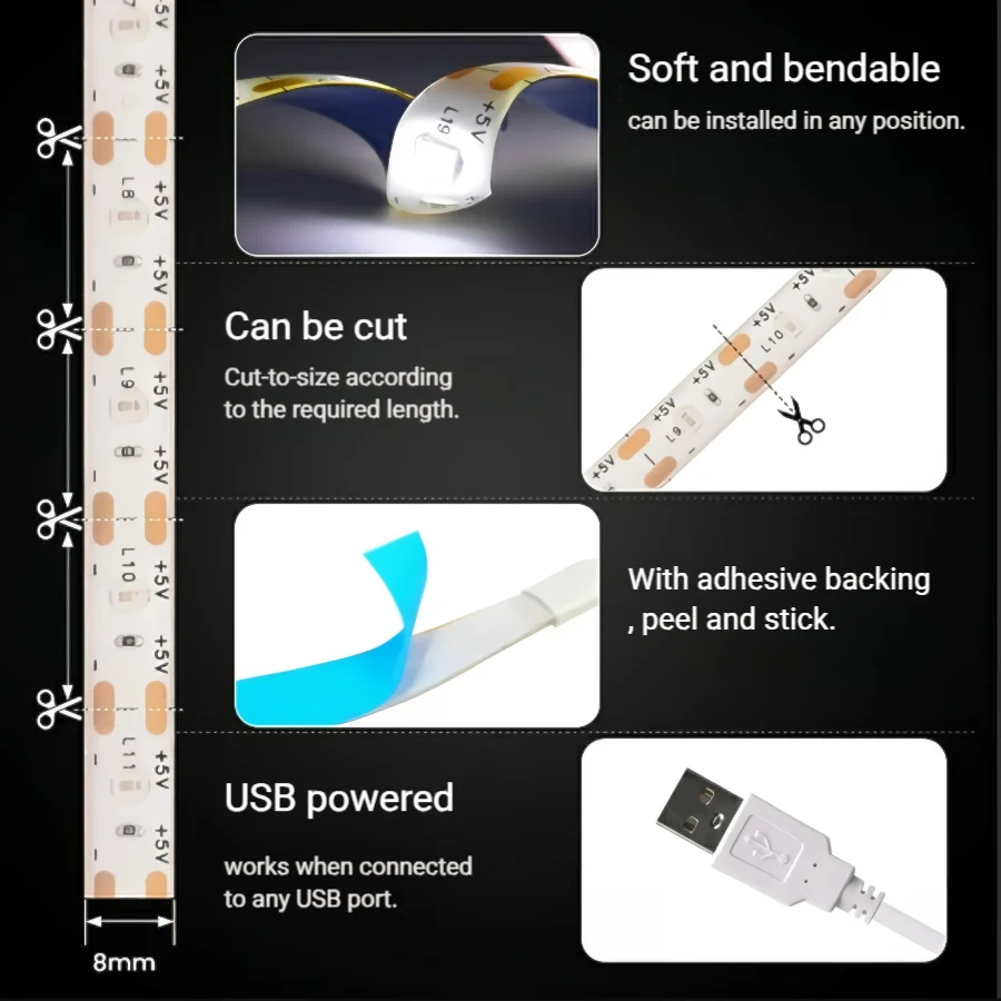 5v usb светодиодная лента с выключателем - Фотография_4