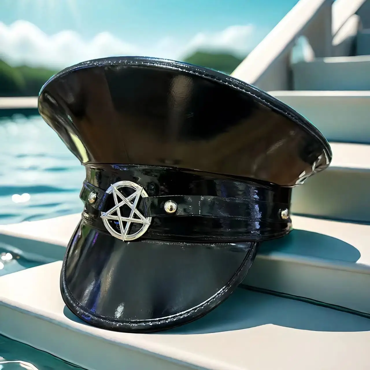 Черная кожаная шляпа капитана hongluan - Фотография_2