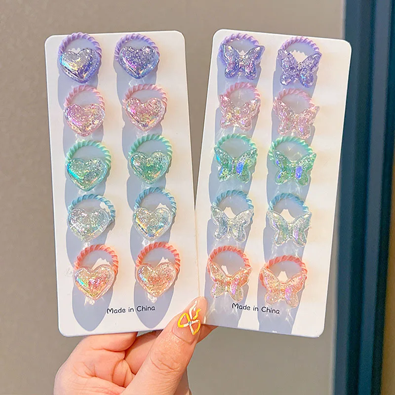 Блестящие веревки для волос с бабочкой для маленьких девочек - Фотография_2