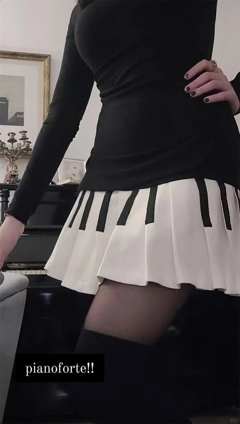 Американские ретро милые черно-белые юбки-пианино - Фотография_3