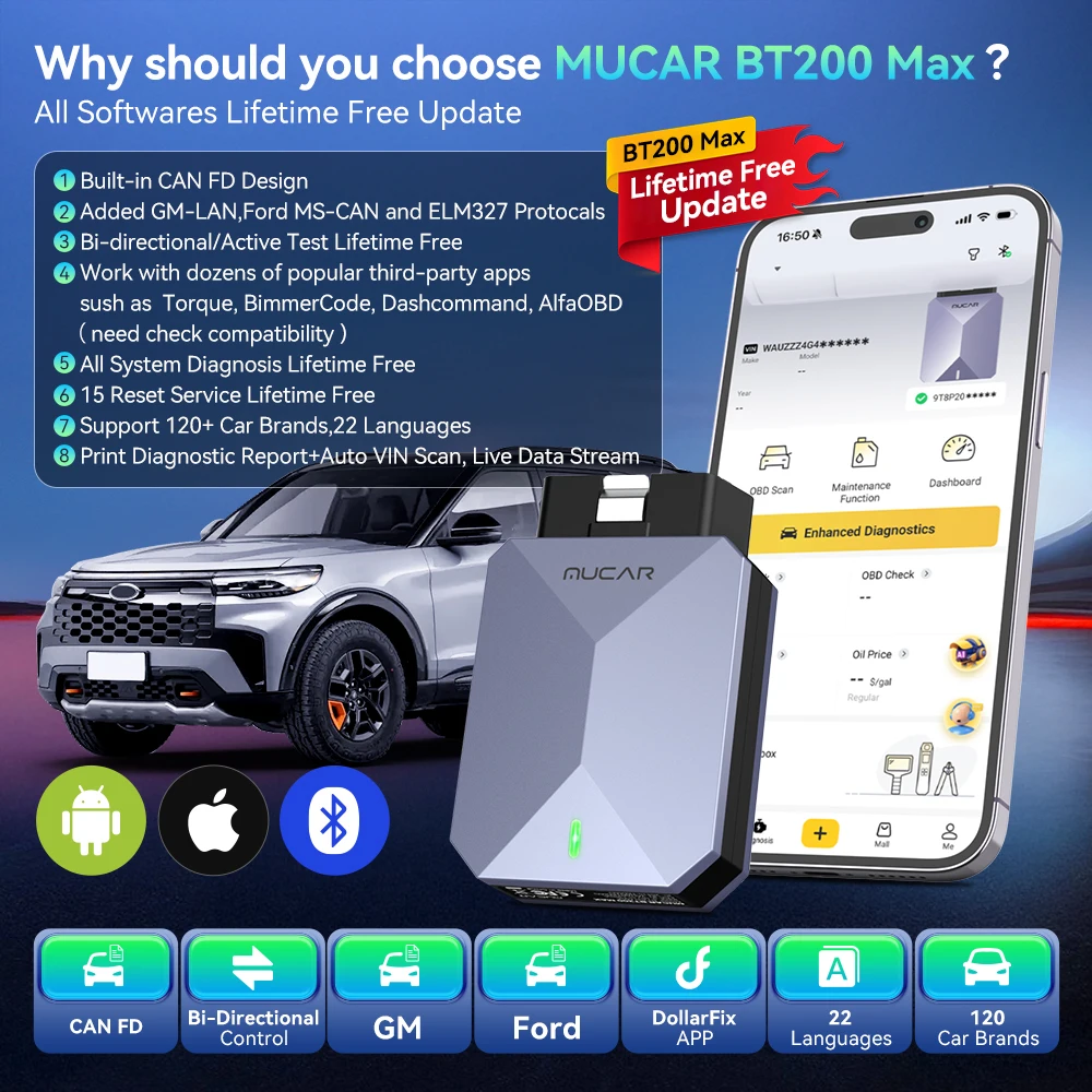 Mucar bt200 max obd2 сканера бесплатное обновление на весь срок службы - Фотография_2