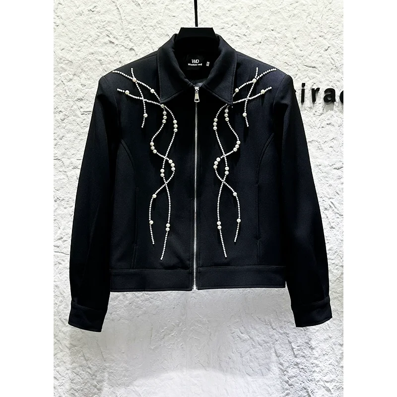 Года, комплект куртки с жемчужно-черными лацканами и тяжелой вышивкой - Фотография_6