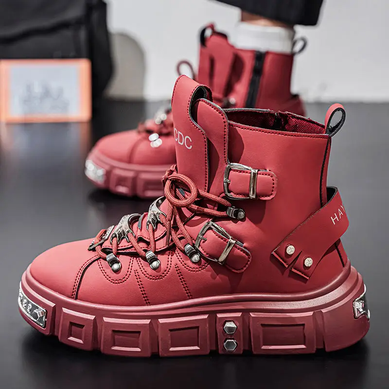 Оригинальные брендовые мужские ботинки на платформе в стиле панк - Фотография_4